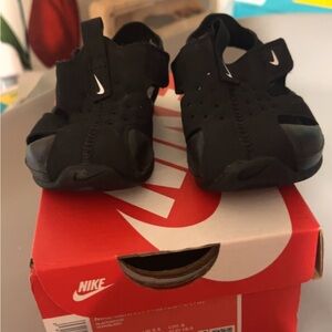 Nike Kids Black Sandals with White Accents